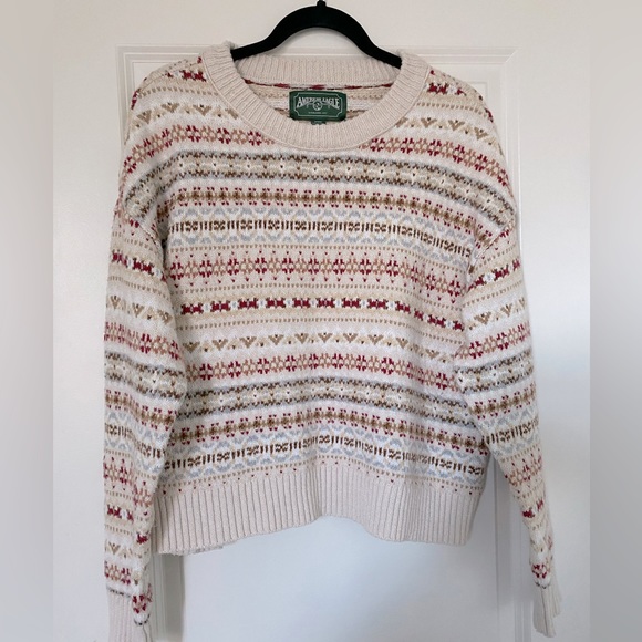 ae cropped fairisle crew neck sweater - Picture 3 of 5